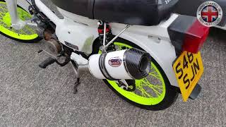 Honda C90 Racing with full system British Made By Max Torque Cans [upl. by Aydni]