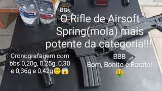 Rifle de Airsoft Fn Scar L Spring Vigor 8902A o mais potente e preciso da categoria no cronógrafo [upl. by Ellirehs]