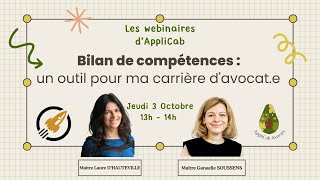 Replay  Webinaire AppliCab  Bilan de compétences avec Laure dHauteville AppliCab Avocats [upl. by Gaige]