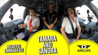 Most FUN Pilots Tamara amp Sandra flying brandnew Helvetic Embraer E2 to Kos TOP Views AIRCLIPScom [upl. by Lacram]