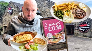 Is the Brewers Fayre THE CHEAPEST PUB LUNCH EVER   2 Mains for £1199  The Watermill Halifax [upl. by Leesa]