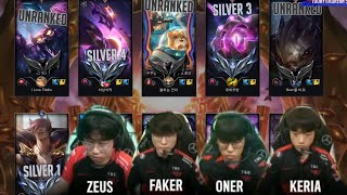 T1 Play URF Together Vs SilversUnranked  Faker  Zeus  Oner  Keria [upl. by Llertak]