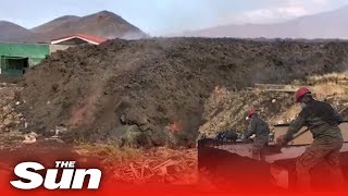 La Palmas volcanic lava waves destroy thousands of homes [upl. by Helbon864]