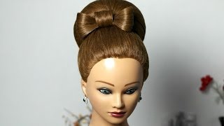 Bun with hair bow for long hair Updo hairstyle [upl. by Sasha]