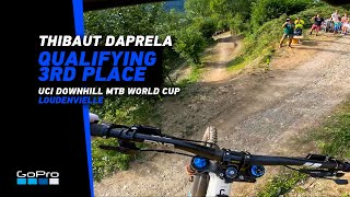 GoPro Thibaut Daprela 3rd Place Qualifying in Loudenvielle  2023 UCI DHI MTB World Cup [upl. by Otanutrof]