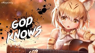 Nightcore  God Knows Haruhi Suzumiya  Lyrics [upl. by Htenywg36]