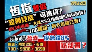 港股速報 恆指短期見底可追貨｜883中海油可撈貨？｜2382舜宇光學急跌後回升點部署？｜700騰訊買入時機？｜700騰訊｜9988阿里巴巴｜3690美團｜981中芯｜恒生指數｜港股｜7月22日 [upl. by Lauzon]