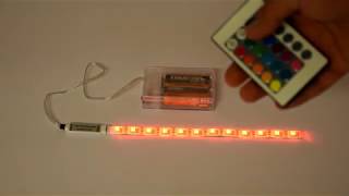 RGB LED Strip Waterdicht Op 3xAA Batterijen Onderbouw [upl. by Nosraep38]