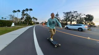 Evening longboard cruise to Siesta Key Beach Sarasota Florida [upl. by Emerson]