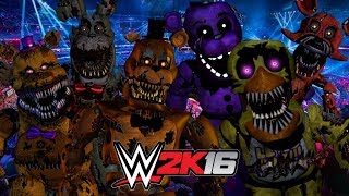 NIGHTMARE FREDDY vs BONNIE vs CHICA vs FOXY vs FREDBEAR vs SHADOW FREDDY  WWE 2K16 Gameplay [upl. by Spanos]