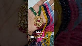 Onex beads 2 lines chains 2 colours 1 locket 1000rs free shipping 7032223838 [upl. by Veronike]