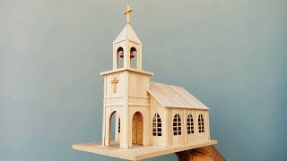 Como Hacer Una Iglesia Con Palitos De Helado  How To Make A Popsicle Stick Church [upl. by Arrekahs200]