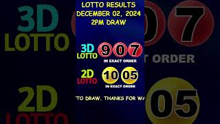 Lotto Result December 02 2024 2pm Draw shorts [upl. by Maleki140]