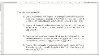 Exercicios sobre cálculos envolvendo tampões aula 1 [upl. by Eilrahc]