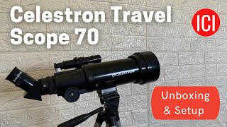 Celestron Travel Scope 70 Unboxing amp Setup [upl. by Yecats302]