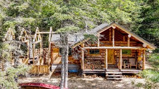 Building a Timber Framed Off Grid Outdoor Kitchen  Pine Floor and Walls and a Wood Cook Stove [upl. by Aicenaj]