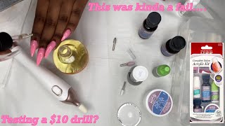 DIY Kiss Acrlyic Nail Kit Tutorial  Testing Out A 10 Nail Drill  this was a fail [upl. by Wiener]