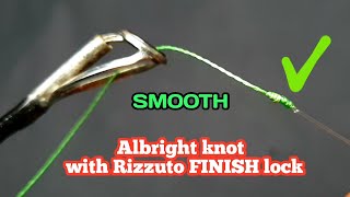 Albright knot with Rizzuto finish lock  Braided To fluorocarbon leader shock  Fishing knots [upl. by Rumney984]