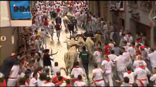 6 Injured in Spains Running of the Bulls [upl. by Aidam]