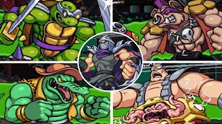 TMNT Shredders Revenge  All Bosses  Cutscenes [upl. by Bergren]