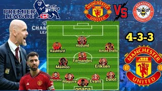 MANCHESTER UNITED VS BRENTFORD🔥।MANCHESTER UNITED STARTING LINEUP।Manchester United lineup [upl. by Edmunda]