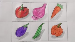 How to draw winter vegetables very easy drawing tutorial winter vegetables pencil drawing [upl. by Osyth]