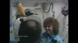 Judith Resnik Ronald McNair Christa McAuliffe boarding Space Shuttle Challenger disaster 1986 [upl. by Accem]