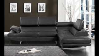 Poundex F7310 2 pc black faux leather modern sectional sofa adjustable headrests Wade logan tufted [upl. by Aleetha738]