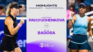 Anastasia Pavlyuchenkova vs Paula Badosa  2024 Cincinnati Quarterfinal  WTA Match Highlights [upl. by Oremor]