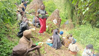 African village life Cooking for the pygmies in the forest It was their first time to eat it [upl. by Renwick99]