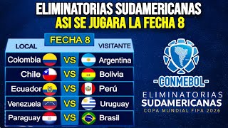 Así se Jugara la Fecha 8 de las Eliminatorias Sudamericanas Mundial 2026  Eliminatorias Conmebol [upl. by Hillari]