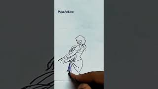 Beautiful easy village DrawingAutumnkashfull artdurga puja scenery autumn kashful girldrawing [upl. by Scarlett]