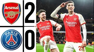 ARSENAL VS PSG 20 HIGHLIGHTS  kai havertz amp saka Goal  CHAMPIONS LEAGUE 202425 [upl. by Adhamh]