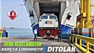 DEMI KESELAMATAN❗TRUCK KERETA LOKOMOTIF DI TOLAK NAIK KAPAL DI PELABUHAN MERAK [upl. by Thetes]