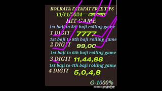 11112024 KOLKATA FATAFAT 8TH BAZI PASS NO1 1 DIGIT 2 DIGIT ROLLING GAME PASS GERENTY [upl. by Adiarf]