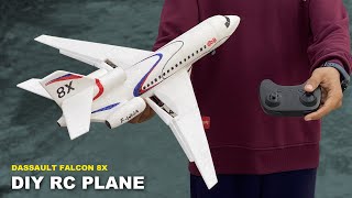 Build and fly an RC plane from foam waste  Dassault falcon 8X [upl. by Allemat]