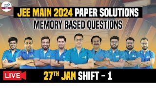 🔴JEE Main 2024 Paper Solutions 27th Jan1st Shift  JEE Main 2024 Question Paper amp Expected Cutoff [upl. by Harobed]