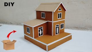 How to make cardboard house model  Diy Cardboard house  Carboard craft [upl. by Manley750]