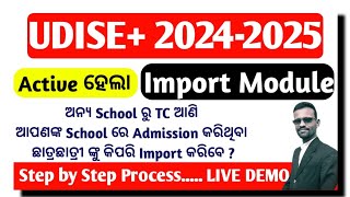 Active ହେଲା UDISE PLUS 20242025 ର IMPORT MODULE  ଦେଖନ୍ତୁ Import କରିବାର Step by Step process [upl. by Enwad]