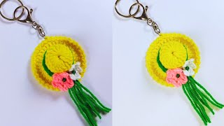 How to Crochet KeychainAmigurumi KeychainCrochet Hat KeychainCute Crochet Keychain diy [upl. by Selda593]