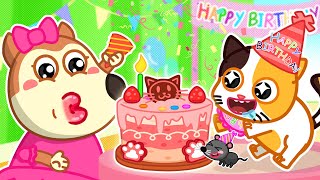 Feliz aniversário Miau Miau 🎁 Gatos cantam a canção de feliz aniversário 🌸 Lucy Canções Infantis [upl. by Daisi]