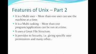 Unix Tutorial Part 2Features of Unix [upl. by Abe]