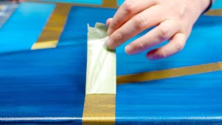 Abstract Painting Demo with Golden Line  or bleu [upl. by Brenda]