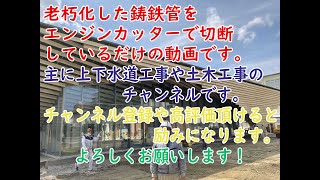 【音量注意】【水道施設工事】上水道の鋳鉄管をエンジンカッターで切断 [upl. by Galloway]