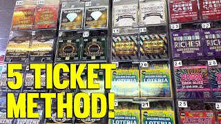 WINNING with the 5 TICKET METHOD Lottery Scratch Off Tips [upl. by Gilroy]