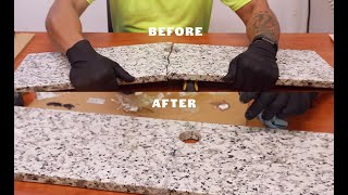 Epoxy Stone Repair  Granite Countertop  Artistic Epoxy Repair [upl. by Leirbma]