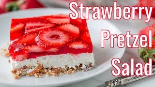 Strawberry Pretzel Salad Recipe  Best Party Dessert [upl. by Norret]