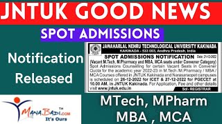 JNTUK Spot Admissions 2022 Notification Released  Schedule Dates [upl. by Olenka]