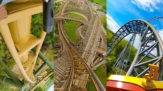 Every Roller Coaster At Tripsdrill Theme Park In Germany Front Seat 4K POV [upl. by Yanffit]