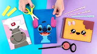 5 IDEIAS PARA CUSTOMIZAR CADERNOS PARA VOLTA ÀS AULAS 📚 Stitch Galaxia Kawaii e mais [upl. by Ahtel]